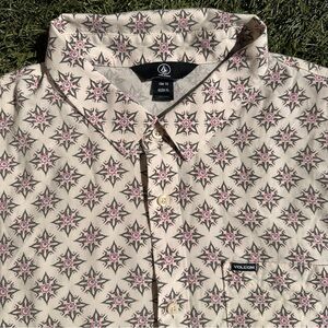 Volcom Men’s Throwing Star Short Sleeve Button-Up Shirt Y2K Surfer Viscose XL